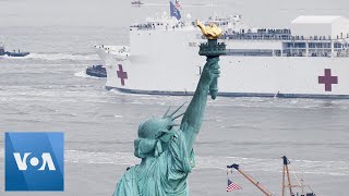 US Navy Hospital Ship Comfort Arrives in New York [upl. by Aneladgam998]