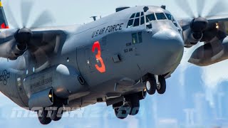 C130 Hercules Aircraft Landing and Take Off US Air Force [upl. by Osei793]