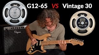 Celestion G1265 Heritage vs Vintage 30  12 guitar speakers [upl. by Lalage523]