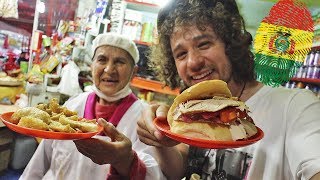 Probando COMIDA CALLEJERA en Bolivia 🥪🇧🇴 [upl. by Kcim291]