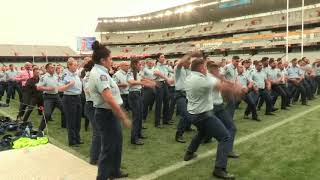 Police officers perform a haka at the funeral of Constable Matthew Hunt [upl. by Wadlinger]