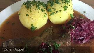 012  Bayrischer Sauerbraten mit Knödel und Blaukraut 🇩🇪 [upl. by Meir]