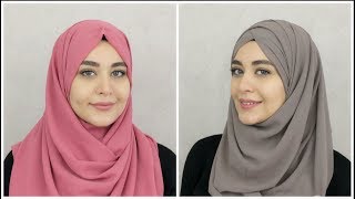 2 New Chiffon Hijab Tutorials  Muslim Queens by Mona [upl. by Elyc]