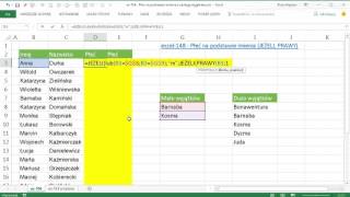 excel704  Płeć na podstawie imienia z obsługą wyjątków [upl. by Akimit218]