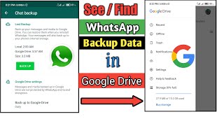 How to See  Find WhatsApp Backup Data in Google Drive [upl. by Aseena]