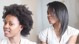 HOW TO Straighten 4C Natural Hair Tutorial No Blow Dryer Needed [upl. by Nehte623]