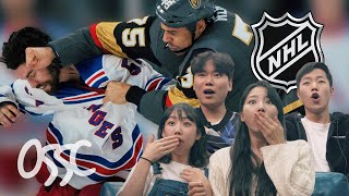 Koreans React To NHL Hits amp Fights For The First Time [upl. by Ramedlab]