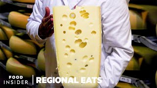 How Swiss Emmentaler Cheese Is Made  Regional Eats [upl. by Aicinoid]