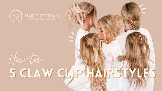 5 Easy Claw Clip Hairstyles Tutorial [upl. by Enillebyam]