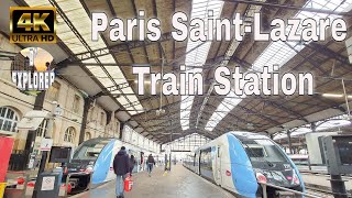 【4K】🇫🇷Paris Gare SaintLazareSNCFRER and Metro Station [upl. by Ahsekim199]