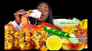 SEAFOOD BOIL MUKBANG LOBSTER TAIL MUKBANG SEAFOOD ALFREDO  CHEESE SAUCE MUKBANG [upl. by Ynnig808]