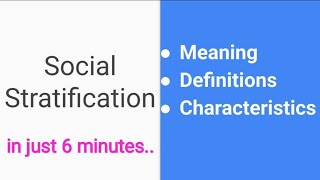 Social StratificationIts meaning definitions amp characteristicsSociology [upl. by Caryl]