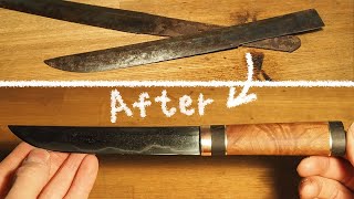 錆びた日本刀でナイフを作ってみた。 Making a puukko knife from a Old Katana [upl. by Roberta692]