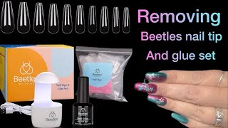 Removing Beetles nail tip and glue set Michelle [upl. by Kaia]