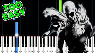 Saitamas Theme  One Punch Man EASY Piano Tutorial animelovemen [upl. by Rhoda430]