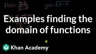 Examples finding the domain of functions [upl. by Mehala702]