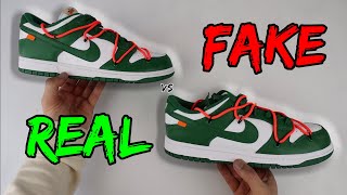 REAL VS FAKE NIKE X OFF WHITE DUNK PINE GREEN COMPARISON [upl. by Harbard]