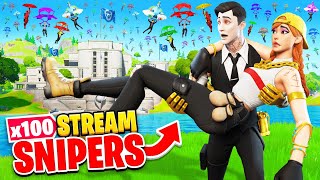 We TRY TO SURVIVE vs 100 Stream Snipers at THE AGENCY Fortnite [upl. by Mia413]