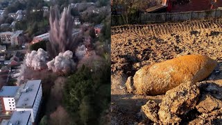 Massive Explosion From 80YearOld WWII Bomb Shown by Drone [upl. by Erskine]