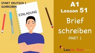 Learn German  Brief schreibenEinladung  Letter writingInvitation  A1  Lesson 51 [upl. by Dahsra]