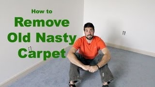 How to Remove Old Nasty Carpet DIY [upl. by Steep]