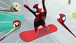 SPIDERMAN GOES SNOWBOARDING Human Fall Flat [upl. by Tabber]