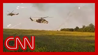 Watch Ukraine helicopters assault Russian position [upl. by Bonny]