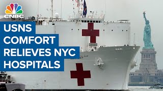 Coronavirus USNS Comfort hospital ship arrives in New York City [upl. by Iosep]