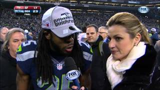 Richard Sherman rips Michael Crabtree in Erin Andrews interview [upl. by Ynetruoc738]