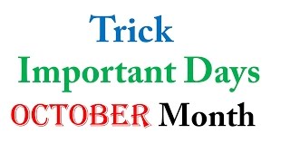 Important Days October Month Trick [upl. by Llednahc869]