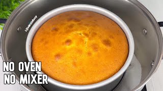 HOW TO MAKE CAKE WITHOUT AN OVEN AND A MIXER STEP BY STEP TUTORIAL [upl. by Graehl739]