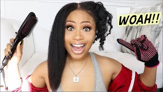 STRAIGHTEN IN 5 MINS  Trying Straightening Brush on Natural Hair [upl. by Notsniw]