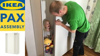 IKEA PAX Wardrobe Assembly with IKEA HASVIK Sliding Doors [upl. by Charity244]