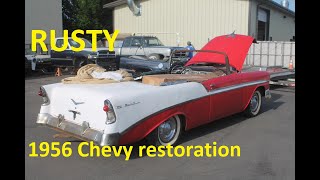 Part 1 1956 Chevy convertible restoration Very rusty build by MetalWorks Classic Auto Restoration [upl. by Lejna]