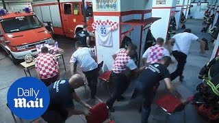 Croatian firefighters on call seconds before winning penalty [upl. by Theodor385]