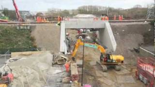 Time Lapse  rail bridge reconstruction Cow Lane Reading Christmas 2011 [upl. by Inahpit]