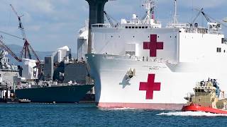 USNS Mercy TAH 19 Departs Naval Base San Diego [upl. by Johnny647]