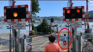 Child Runs onto Level Crossing as Lights Flash [upl. by Rior946]