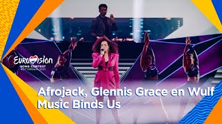 Intervalact Afrojack Wulf en Glennis Grace  Music Binds Us  Grand Final  Eurovision 2021 [upl. by Nnairak]