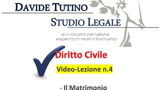 Diritto Civile  Video lezione n4 Il Matrimonio [upl. by Lucine]