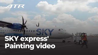 SKY express first ATR 72600  painting film and takeoff [upl. by Irol]