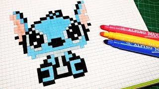 Handmade Pixel Art  How To Draw Stitch pixelart [upl. by Ayoj]