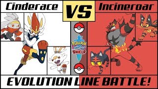 CINDERACE vs INCINEROAR  Evolution Line Battle Pokémon SwordShield [upl. by Arten]