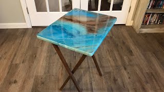 TV Tray Makeover DIY Epoxy Resin Pour  Step by Step Tutorial [upl. by Habas20]