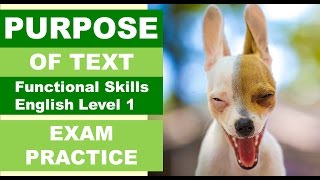 Functional Skills English L1 Purpose of Text Exam Practice [upl. by Blaise]