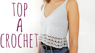 TOP CON CALADO  Tutorial crochet [upl. by Ahtiuqal]