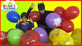 SURPRISE TOYS GIANT BALLOON POP CHALLENGE with Ryan ToysReview [upl. by Ralyks]