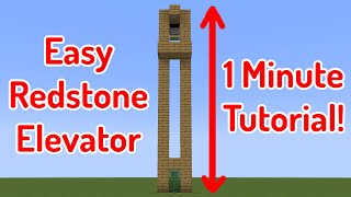 Minecraft SIMPLEST Redstone Elevator 1 Minute Tutorial [upl. by Sitruc679]