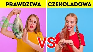 WYZWANIE – PRAWDZIWE PRZEDMIOTY VS CZEKOLADA  Zabawne Żarty od 123 GO Challenge [upl. by Acimehs]