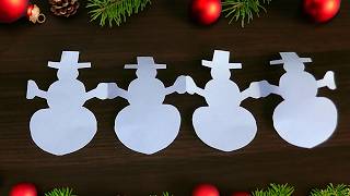 How to Cut Paper Garlands Snowman from One Sheet  Easy DIY Decoration Tutorial [upl. by Sokul]